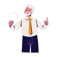 senior man with magnifier vector