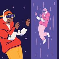 man with goggles in metaverse vector