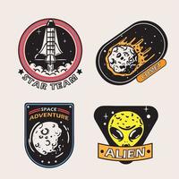 icons set space retro vector