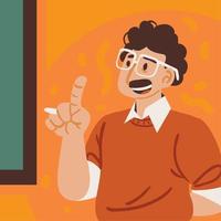 teacher with chalk in hand vector