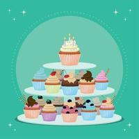 cupcakes confectionery sweet vector