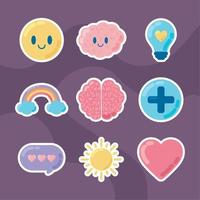 icons Mental Health Day vector