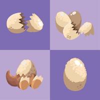 set of dinosaurs egg shell vector