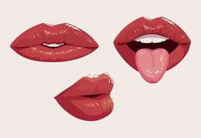 lips and tongue of woman vector
