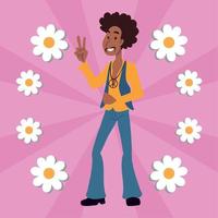 personaje de hombre hippie vector