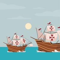 ships at sea, columbus day vector