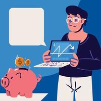 hombre que trabaja en contabilidad y auditoría vector