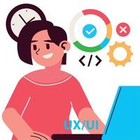 mujer trabajando en diseño y desarrollo vector