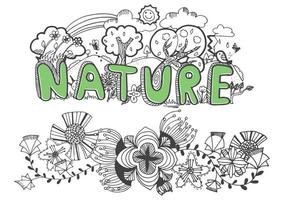 Doodle natural and flower design vector