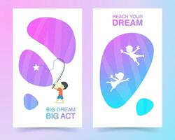 Kids banner illustration. Welcome banner. Child dream banner. Reach Dream vector