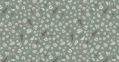 Seamless pattern background with hand drawn plants vector