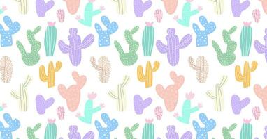 colorful cactus seamless pattern background vector