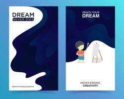 Kids banner illustration. Welcome banner. Child dream banner. Reach Dream vector