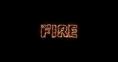 Fire burning text animation with realistic text fire. alpha channel. 4K video