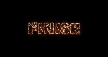 Finish burning text animation with realistic fire text video