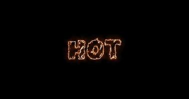 Hot text animation. Alpha channel. Fire animation video