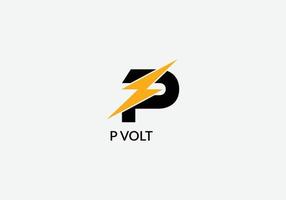 P volt Abstract P letter modern initial Tech logo design vector