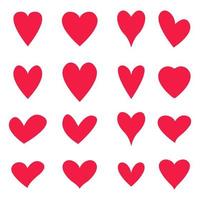 Red hearts icon set on white background. Vector illustration. EPS 10.