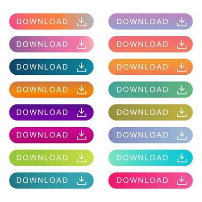 Download button design icons set. Colorful download button collection for ui, website, mobile app, ads and project. Vector illustration. Easy editable stroke. EPS 10.