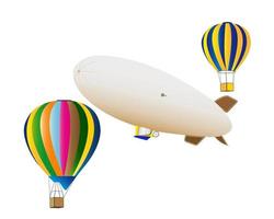 balloons and airship on a white background vector