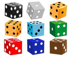 dice for games of different colors on a white background vector