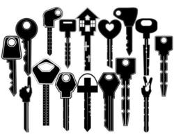 different keys to open the locks on a white background vector