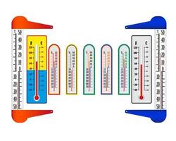 diferentes colores para diferentes termómetros miden la temperatura vector