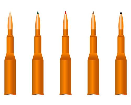five rounds of machine on white background