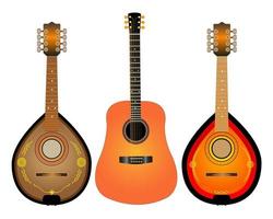 stringed instruments guitar and two mandalina on white background vector