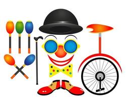 items circus boots hat stick on white background vector