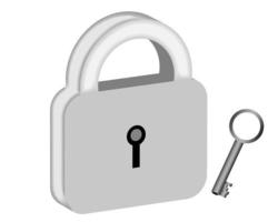 padlock with a key to the door on a white background vector