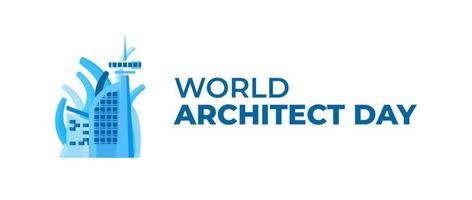 cartel del día mundial del arquitecto plantilla de fondo banner celebración de octubre obras arquitectónicas vector