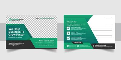 Corporate business postcard template design set with blue, yellow, red and green color. digital marketing agency postcard, business marketing postcard set, vector illustration