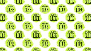 Healthy life art background. Green logo with black text lettering motion isolated on white. video