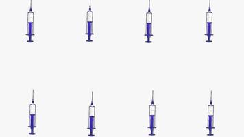 A syringe with coronavirus vaccine in a white pattern video