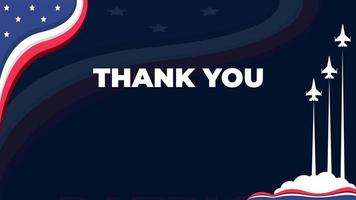 animationstext sagen danke patriot mit us-flagge und silhouette eines düsenflugzeugs als hintergrund. geeignet für Patriot Day Event.