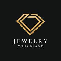 diseño de plantilla de logotipo abstracto de anillo de joyería con diamantes o gemas de lujo.aislado en fondo blanco y negro.el logotipo puede ser para marcas y signos de joyería. vector