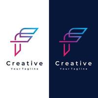 Logo design abstract template element initial letter F geometric shape. Minimalist and modern F Logo design. Logo can be used for branding and business cards. vector