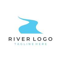 logotipos de ríos, arroyos, riberas y arroyos. logotipo del río con combinación de montañas y tierras de cultivo con plantilla de ilustración vectorial de diseño conceptual. vector