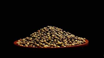 Concept K31 A Pile of White Pepper with Black Background on a Wooden Plate video