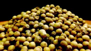 Concept K23 A Macro Video of White Pepper Pile with Black Background