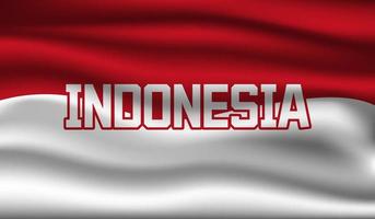 diseño de plantilla de fondo realista de textura de tela de bandera de indonesia vector