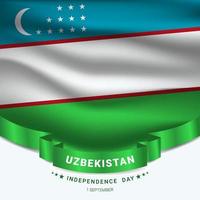 uzbekistan independence day greeting with realistic flag background template design vector