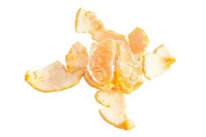 Orange posed on a orange peel against white background photo