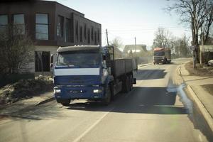 Cargo transport on road in Russia. Trans-batching of goods. photo