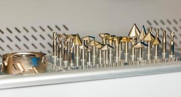 Carbide cutters of various configurations for the woodworking industry. photo