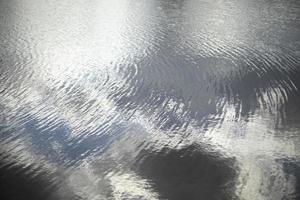 Texture of water. Reflection of clouds in water. Ripples on lake. photo