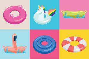 six pool inflatables vector