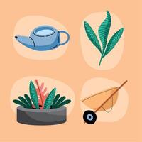 four orchards and farm icons vector