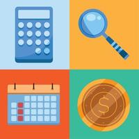 cuatro iconos de finanzas y dinero vector
